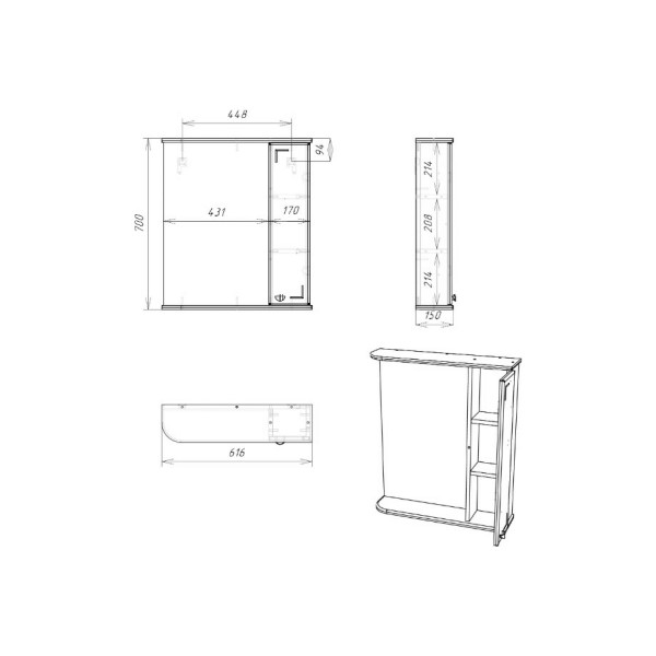 Шкаф зеркальный Домино Классик 60 правый (DA1053HZ) Шкаф зеркальный Домино Классик 60 правый (DA1053HZ)