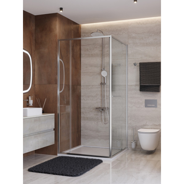 Душевой уголок Cezares Lux 100x90x195 стекло прозрачное, профиль хром (LUX-AH-FS-11-100/90-C-CR)