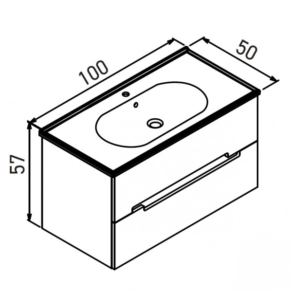 Тумба подвесная Orka Lodi 1000x500x570 с раковиной белый, золото (5005886)