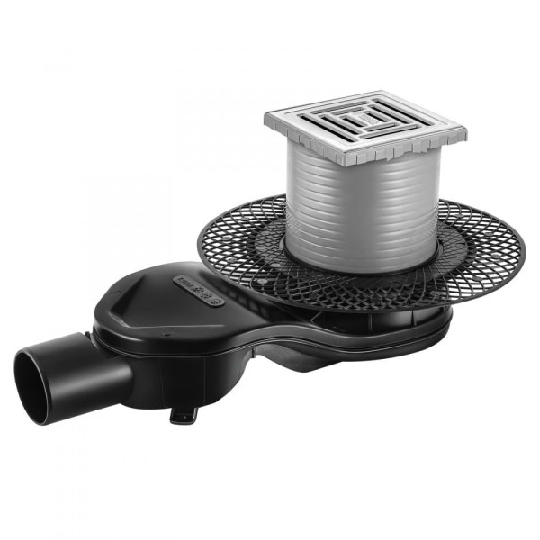 Трап Berges водосток Platz Uno 100х100, матовый хром, S-сифон D50 H60 боковой (090169)