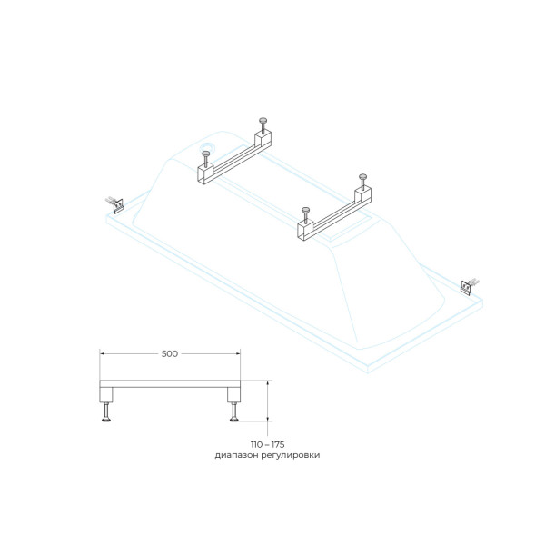 Каркас для ванны Cezares Metauro 157x62x40 (METAURO-Central-MF) Каркас для ванны Cezares Metauro 157x62x40 (METAURO-Central-MF)