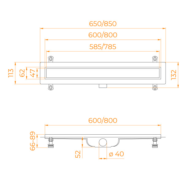 Душевой лоток RGW Drain Leo 800 хром (60214180-01)