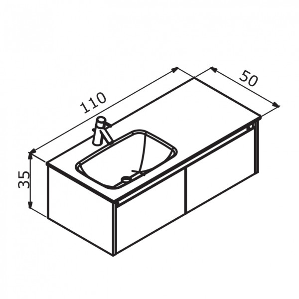 Тумба подвесная Orka Lisbon 1100x500x350 с раковиной кашемировый матовый (5001435)