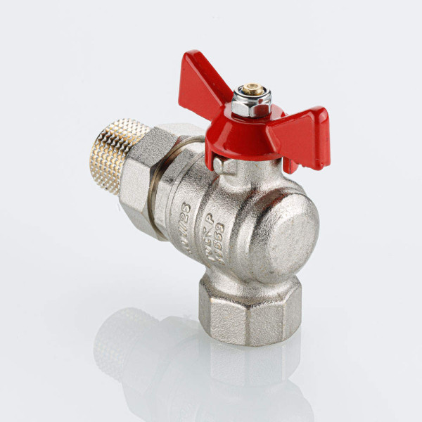 Кран угловой 1/2" шаровый со сгоном Valtec Base-ГОСТ (красная бабочка) VT.228S.N.04