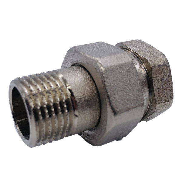 Сгон прямой (американка) 1/2" ВН с O-RING Tiemme (никель) (1500073 / 1555N000404)