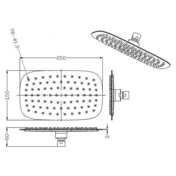 Душ верхний SMARTsant 250х150х60 (SM1486AA_R)