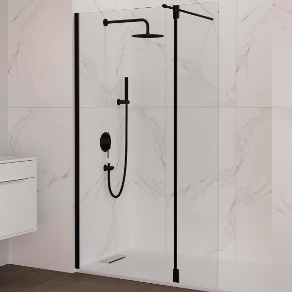 Душевая перегородка RGW Z-070B 30x195 стекло прозрачное, профиль черный (35220703-14)