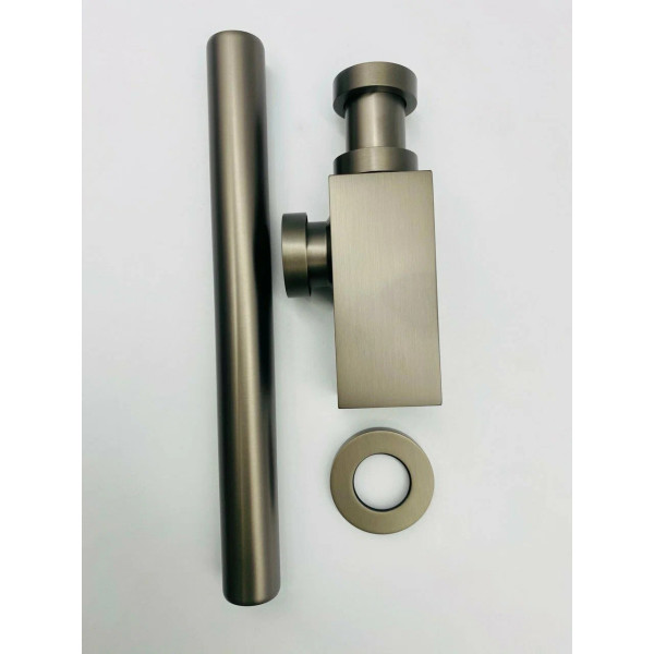 Сифон 32 мм. для донного клапана с отводом Vieir (латунь, графит, прямоугольный) (VRQ47G)