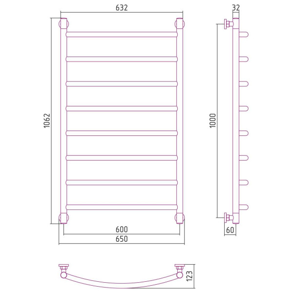Полотенцесушитель водяной Сунержа Галант+ 1000х600 белый (12-0200-1060) Полотенцесушитель водяной Сунержа Галант+ 1000х600 белый (12-0200-1060)
