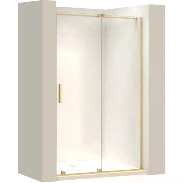 Душевая дверь Rea Montana 140x200 gold Mat стекло прозрачное, профиль матовое золото (REA-K2499)