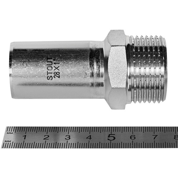 Вставка резьбовая 28х1"Н Stout SSS-2024 НПр-НР (нерж.ст., пресс) SSS-2024-000281 Вставка резьбовая 28х1"Н Stout SSS-2024 НПр-НР (нерж.ст., пресс) SSS-2024-000281