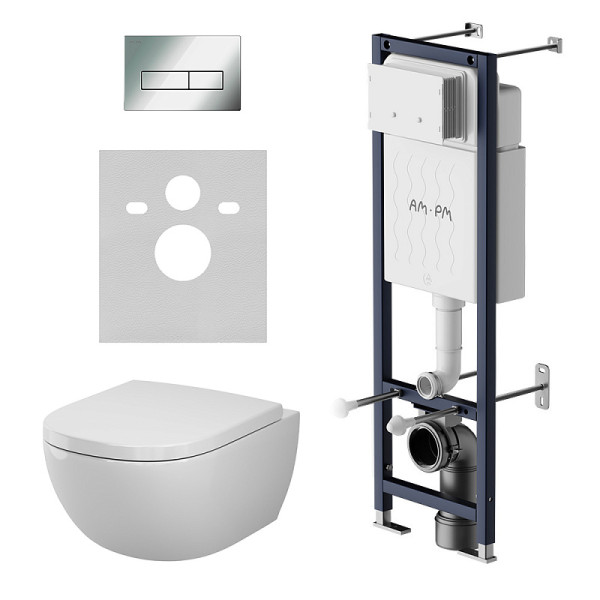 Комплект инсталляция с унитазом AM.PM ErgoFit с клав M хром глянц с подв унит Above Aquaspin (IS110351.9X1900)