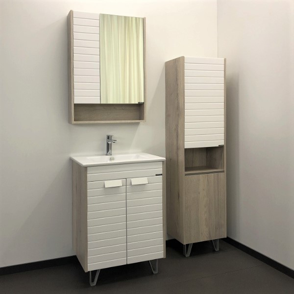 Тумба напольная Comforty Кама 610x855x470 белый глянцевый с раковиной (00-00001452)