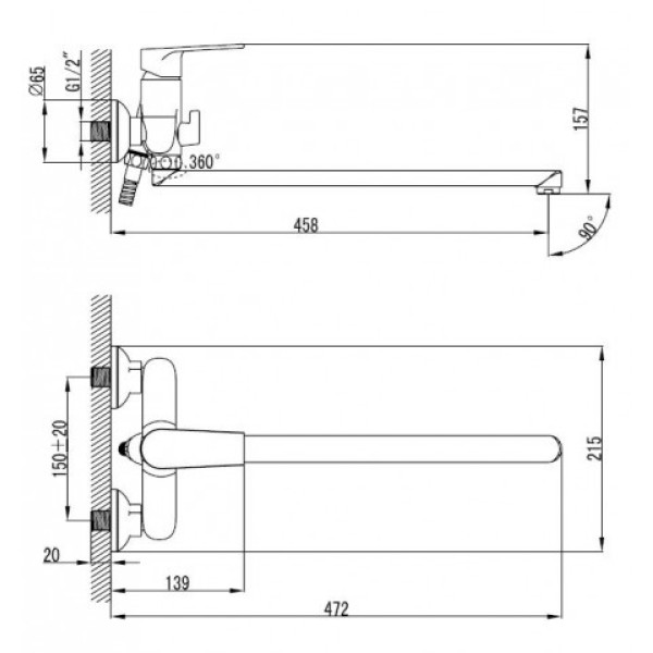 Смеситель для ванны и душа Iddis Edifice (EDISBL2i10)