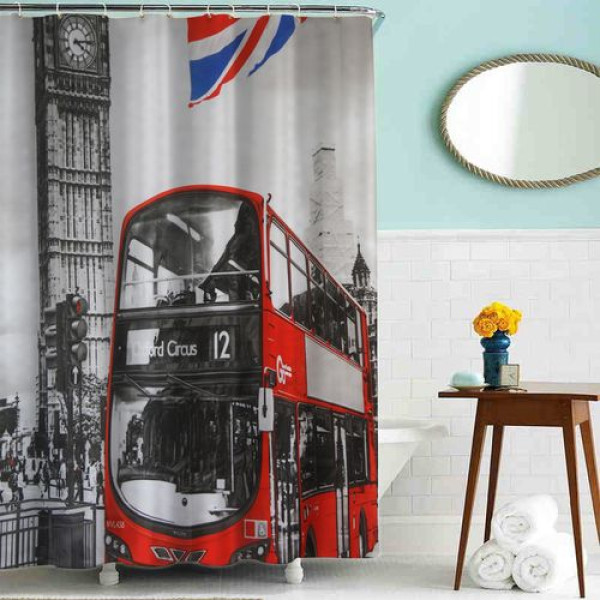 Шторка для ванны текстильная Melodia 180х180 см Лондонский автобус (MZ-67)