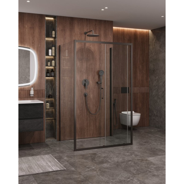 Душевой уголок Cezares Molveno 150x90x195 стекло прозрачное, профиль оружейная сталь (MOLVENO-AH-12-150/90-C-GM-IV)