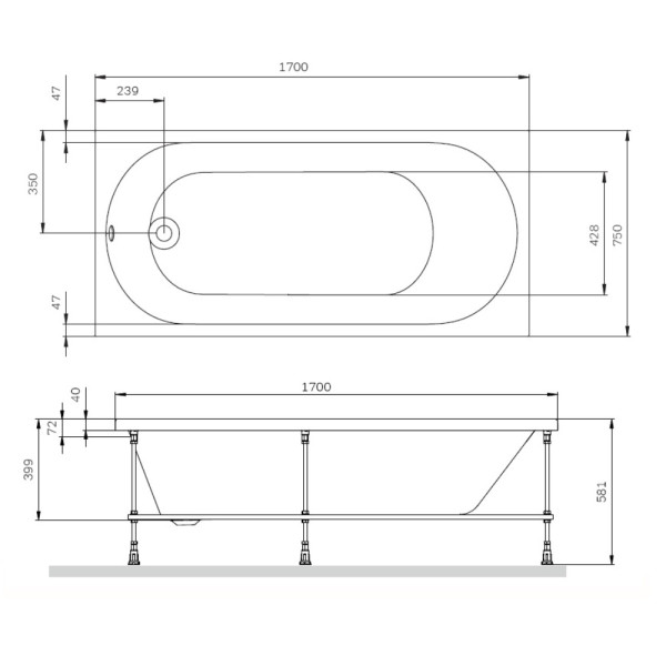 Ванна акриловая AM.PM X-Joy 170х75 (W94A-170-075W-A)