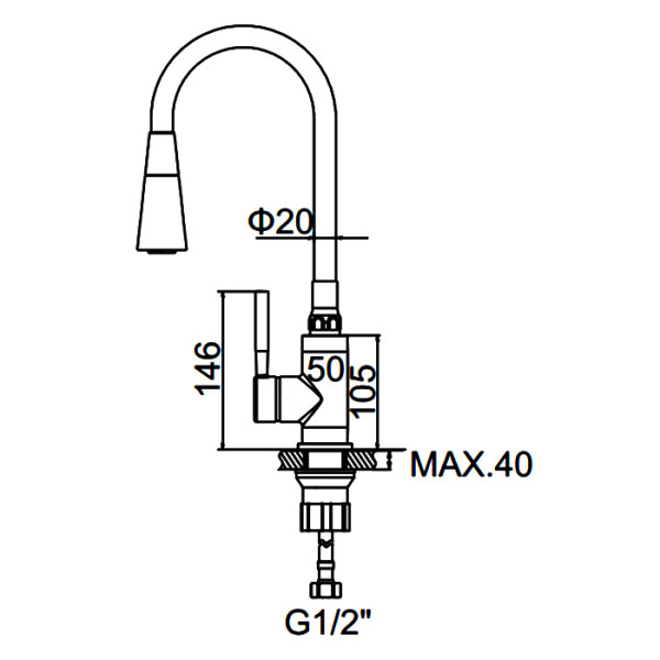 Смеситель для кухни Ledeme с гибким изливом (L4199)