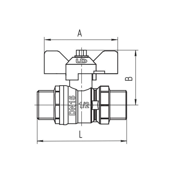 Кран 1/2" НН шаровый LD Pride (чёрная бабочка) (LD 47.304.15) Кран 1/2" НН шаровый LD Pride (чёрная бабочка) (LD 47.304.15)