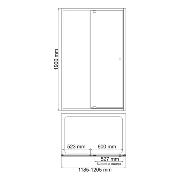 Душевая дверь WasserKRAFT Aula 120х190 стекло прозрачное, профиль хром (11P05)