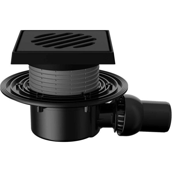 Трап регулируемый Fachmann T 520.0 POsG 150x150 горизонтальный шарнирный выпуск DN50 без гидрозатвора, решетка чугунная, чугунный подрамник (04.049)