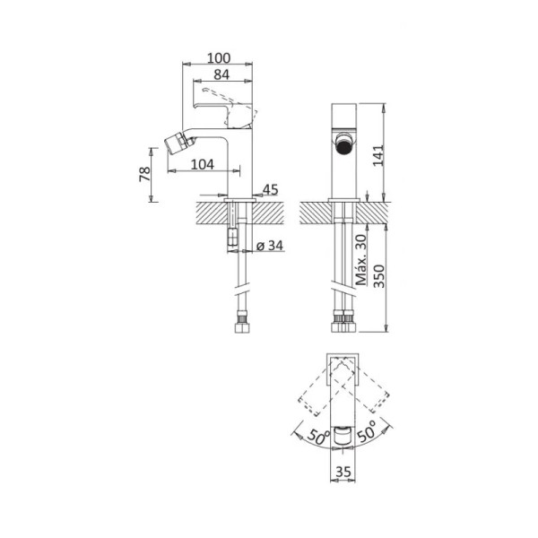Смеситель для биде Cezares Porta с донным клапаном, sunrise (PORTA-BS1-SR) Смеситель для биде Cezares Porta с донным клапаном, sunrise (PORTA-BS1-SR)