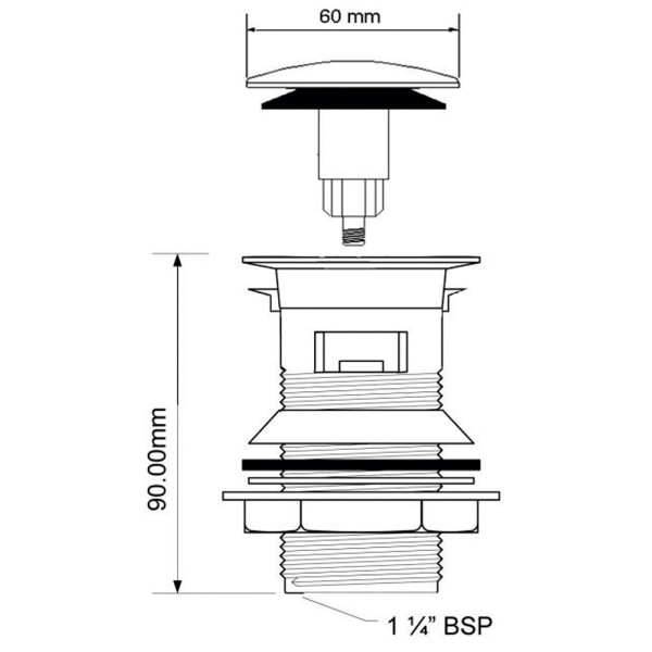 Выпуск для раковины McAlpine 32 мм. Quick Clac с переливом (пробка 60 мм., металл) (CW60-CB)