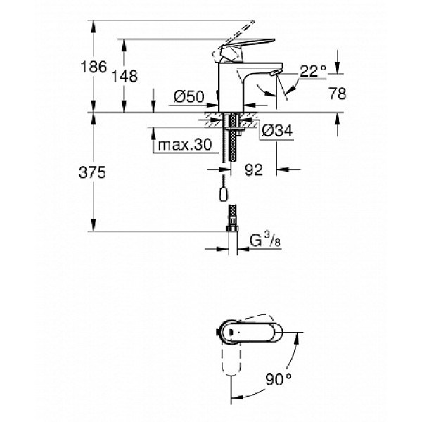 Смеситель для раковины Grohe Eurosmart Cosmopolitan (2337800E)