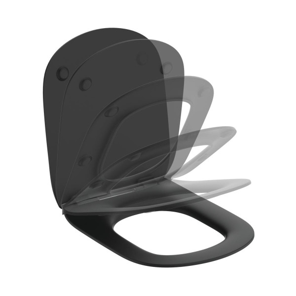 Инсталляция для подвесного унитаза Ideal Standard Tesi с унитазом, с сиденьем микролифт, черный шелк (T3868V1)