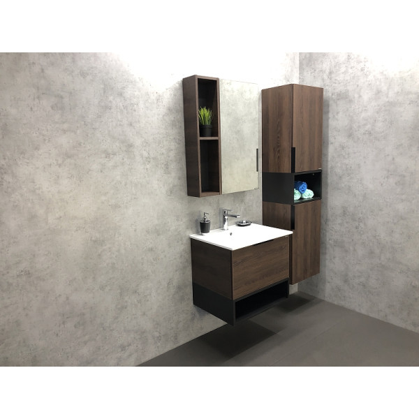 Шкаф зеркальный Comforty Франкфурт 600x140x800 дуб шоколадно-коричневый (00004150528)