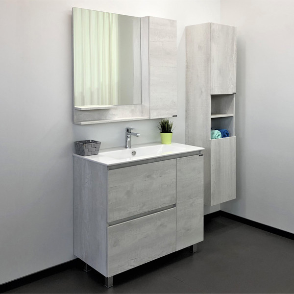 Тумба напольная Comforty Сочи 910x875x465 белый глянцевый с раковиной (00-00001430)