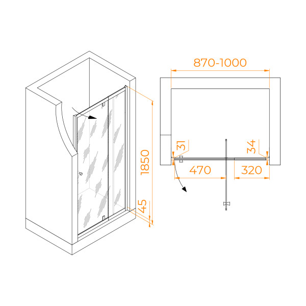 Душевая дверь RGW Passage 90x185 стекло прозрачное, профиль черный (41080209-14)
