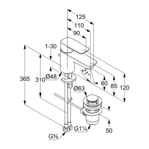 Смеситель для раковины Kludi Pure&Style хром, донный клапан (403850575) Смеситель для раковины Kludi Pure&Style хром, донный клапан (403850575)