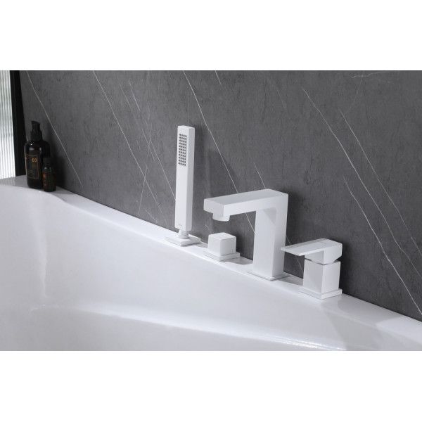 Смеситель на борт ванны Abber Daheim белый матовый (AF8213W) Смеситель на борт ванны Abber Daheim белый матовый (AF8213W)