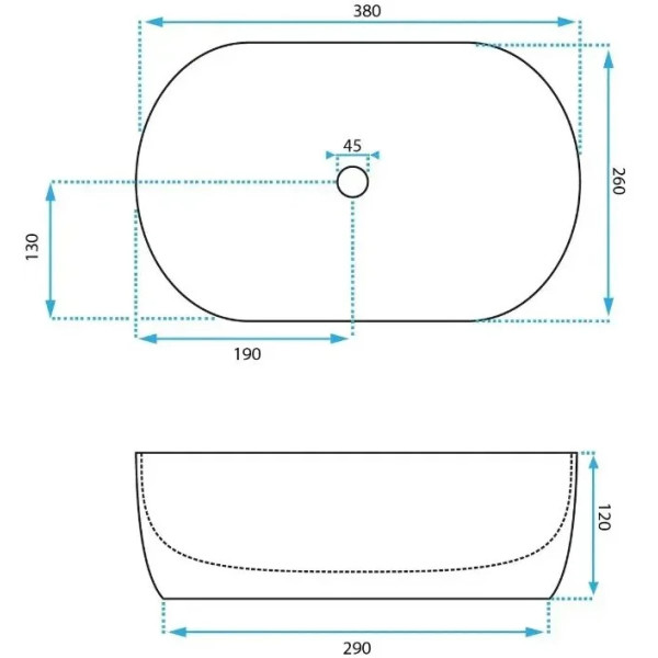 Раковина накладная REA Amelia mini Stone matt 38x26x12 мрамор (REA-U9109)