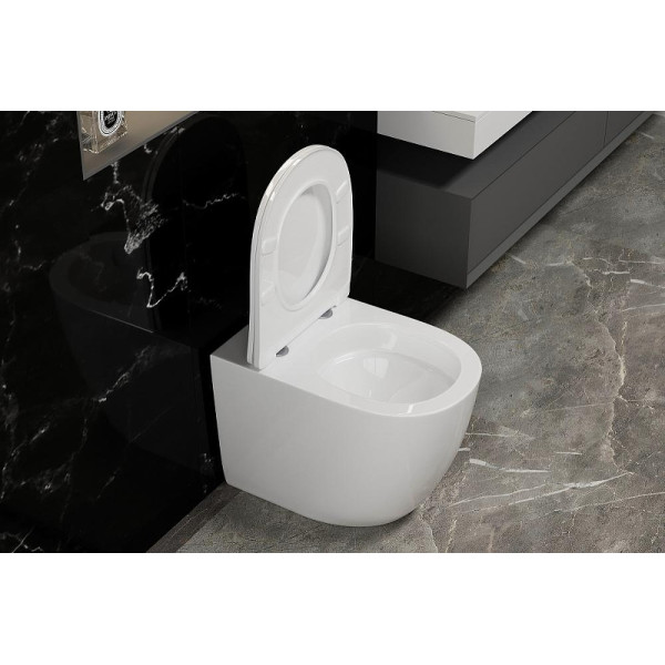 Унитаз приставной Abber Bequem безободковый, смыв торнадо белый (AC1111T) Унитаз приставной Abber Bequem безободковый, смыв торнадо белый (AC1111T)