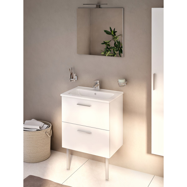 Тумба подвесная Vitra 60 см с 2 ящиками с раковиной, белый глянец (66106) Тумба подвесная Vitra 60 см с 2 ящиками с раковиной, белый глянец (66106)