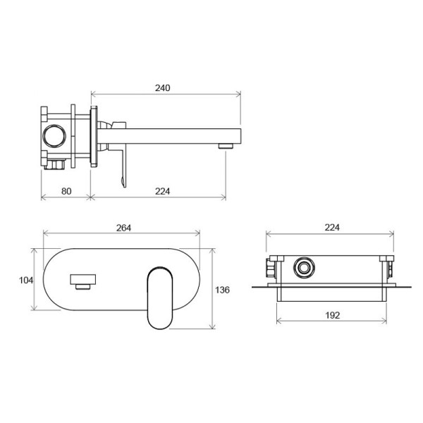 Смеситель для раковины Ravak CR 019.00 внешняя и внутренняя часть хром (X070093)