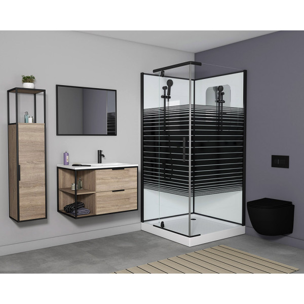 Душевая кабина Grossman 90x90 стекло прозрачное с рисунком, профиль черный (GR-271QL)