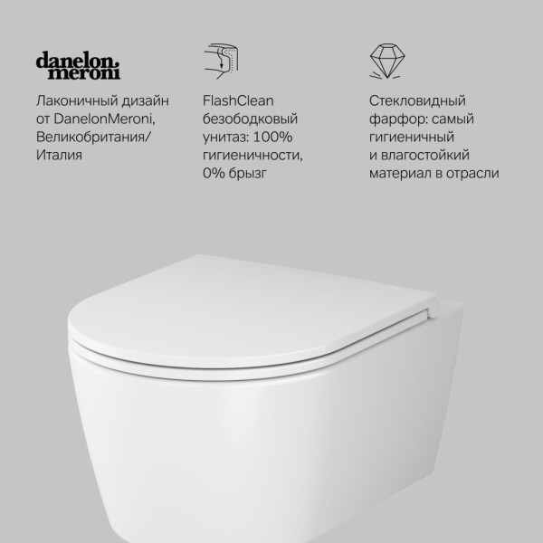 Унитаз подвесной AM.PM Func 49 см FlashClean с сиденьем микролифт (C8F1700SC) Унитаз подвесной AM.PM Func 49 см FlashClean с сиденьем микролифт (C8F1700SC)