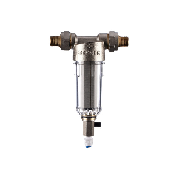 Фильтр самоочищающийся Гейзер-Бастион 111 1/2" (прозрачный корпус, со сгонами) (32666)