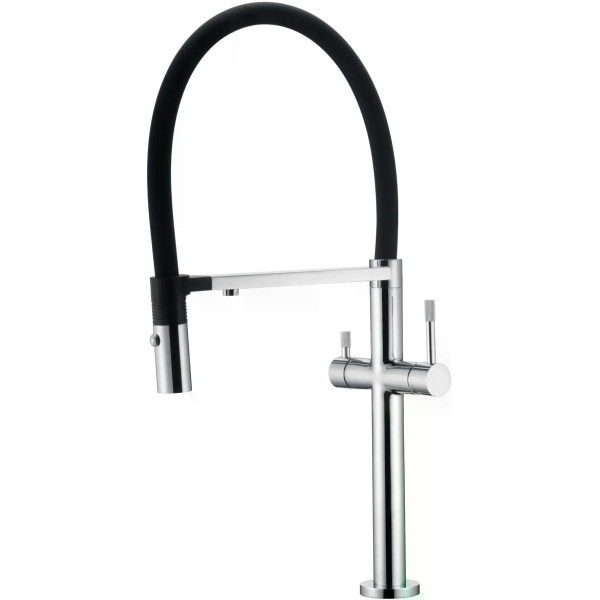 Смеситель для кухни Boheme Kitchen Хром с краном для питьевой воды с гибким изливом (115-CR)