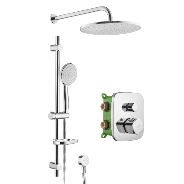 Смеситель для душа Swedbe Platta встраиваемый термостат с верхним душем хром (5556)