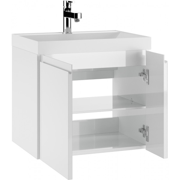 Тумба подвесная под умывальник Bazis 60 Graffo белый глянец без ящика Домино (DGr2405T)