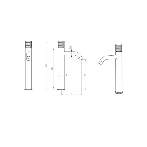 Смеситель для раковины Boheme Stick Золотой (122-GCR)
