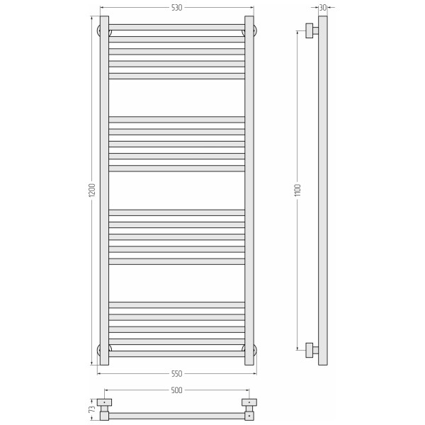 Полотенцесушитель водяной Сунержа Модус Pro 1200x500 матовый черный (31-0450-1250)