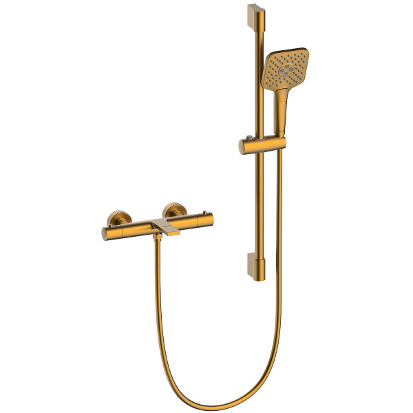 Смеситель для ванны и душа Lemark Valday с душевым комплектом золотой (LMF-8142B-BRG)