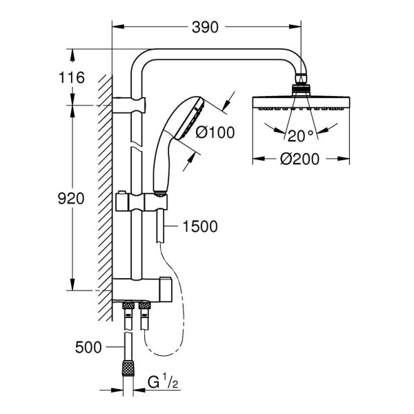 Душевая гарнитура Grohe New Tempesta System хром (26452001)