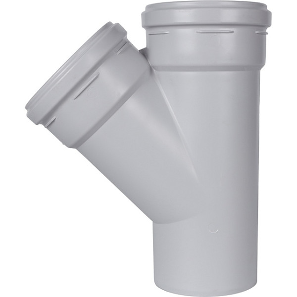 Тройник 110x110x45 Stout (PP, серый) (SKB-0015-111145)