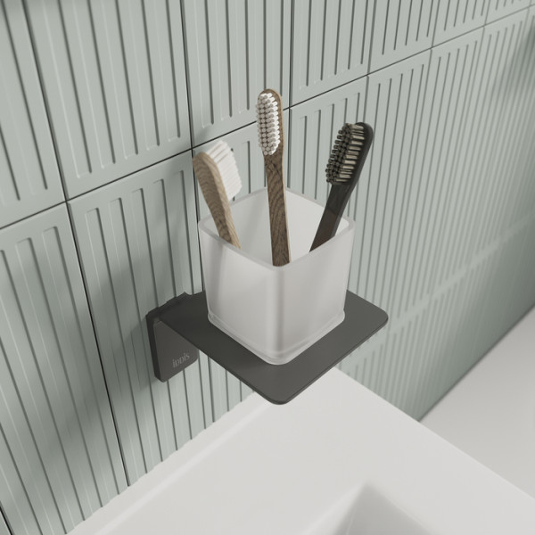 Подстаканник одинарный матовое стекло сплав металлов Slide графит Iddis (SLIGMG1i45)